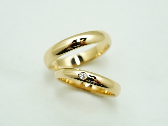 結婚指輪　K18　ゴールド　ダイヤ　手作り